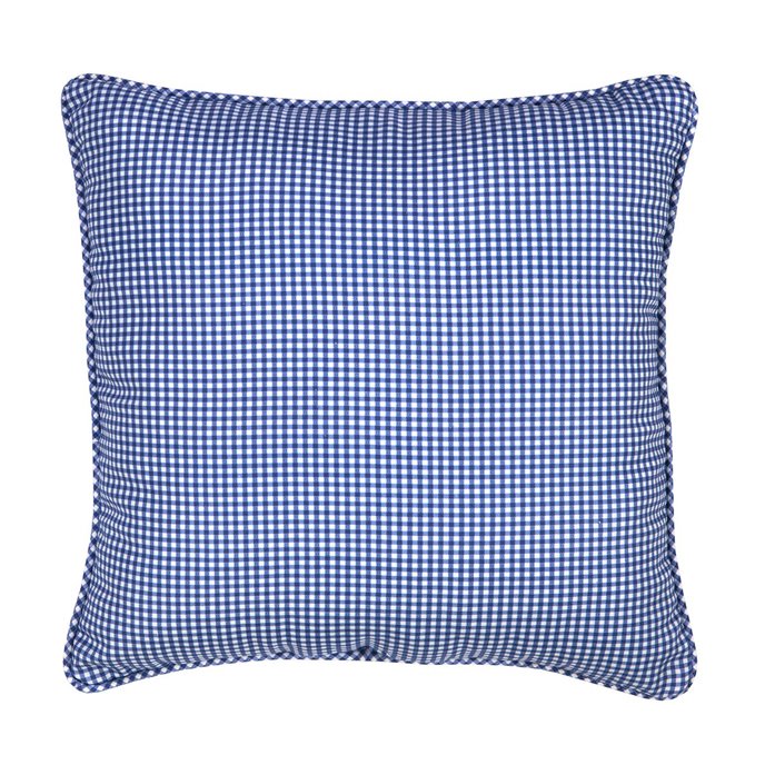 Melanie Buttercream Square Pillow - Blue Check Thumbnail