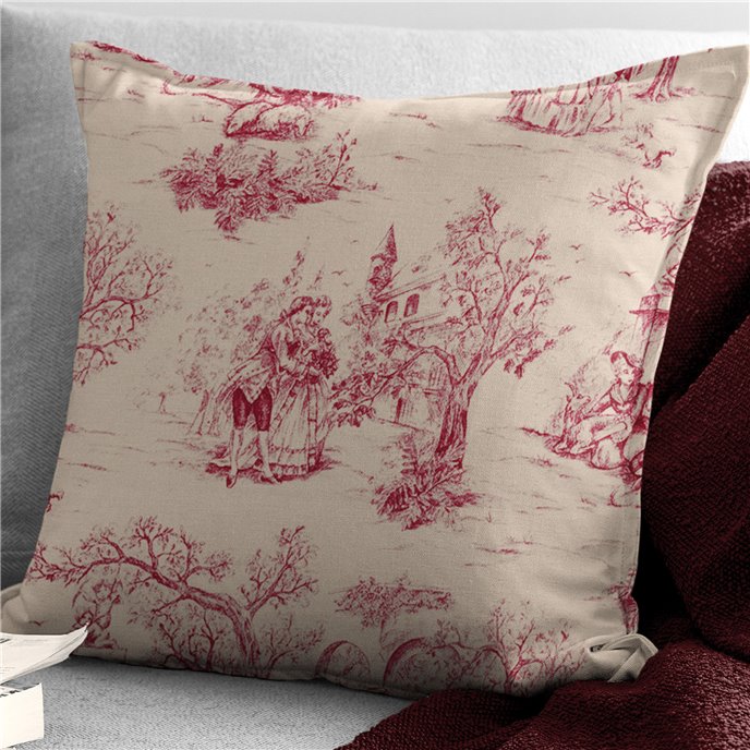 Archamps Toile Red Decorative Pillow - Size 24" Square Thumbnail