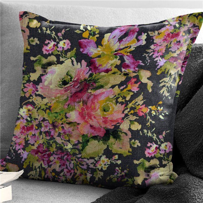 Athena Linen Charcoal Decorative Pillow - Size 24" Square Thumbnail