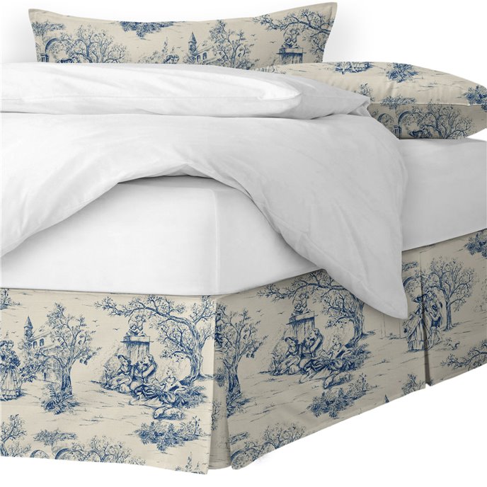 Archamps Toile Blue Platform Bed Skirt - Size Twin 15" Drop Thumbnail