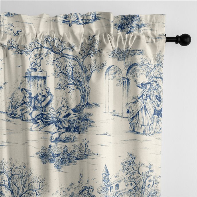 Archamps Toile Blue Pole Top Drapery Panel - Pair - Size 50"x96" Thumbnail