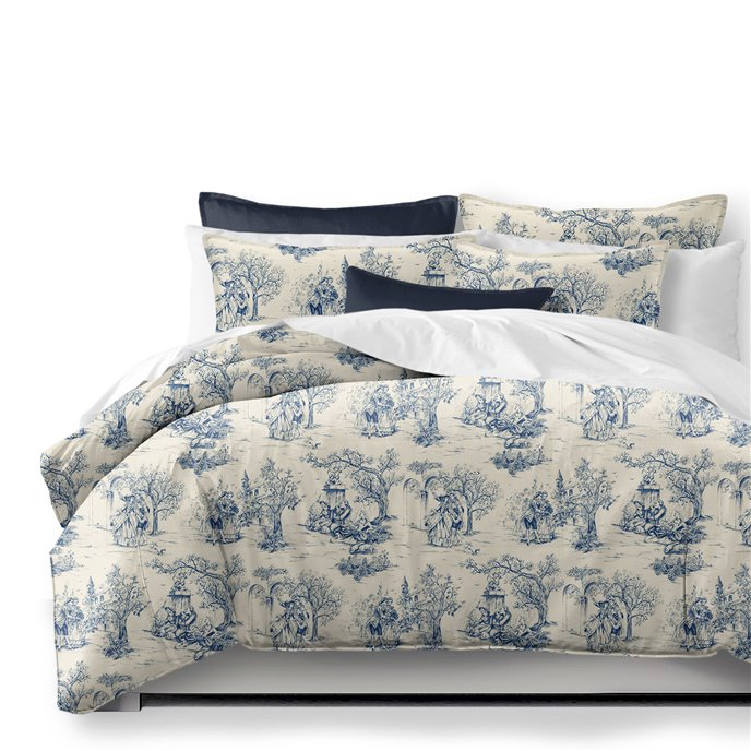 Archamps Toile Blue Coverlet and Pillow Sham(s) Set - Size Queen Thumbnail