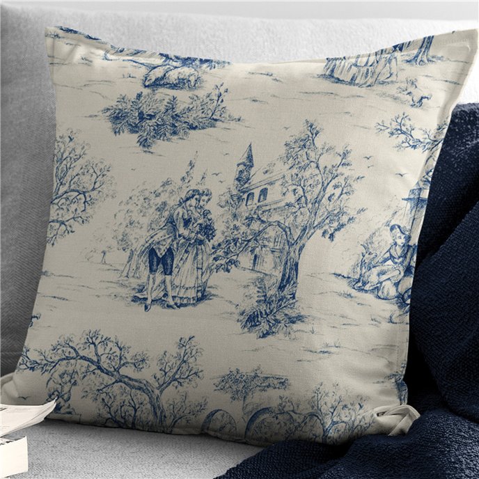 Archamps Toile Blue Decorative Pillow - Size 20" Square Thumbnail