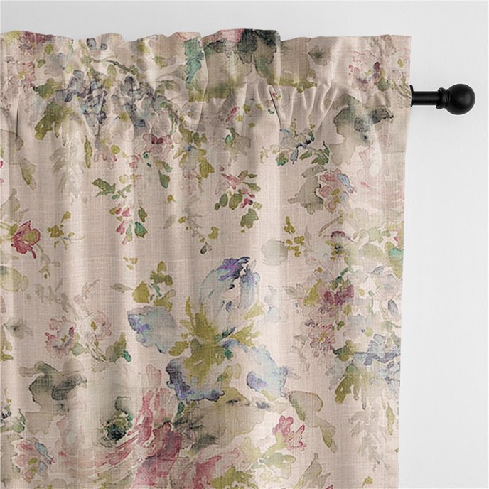 Athena Linen Blush Pole Top Drapery Panel - Pair - Size 50"x84" Thumbnail