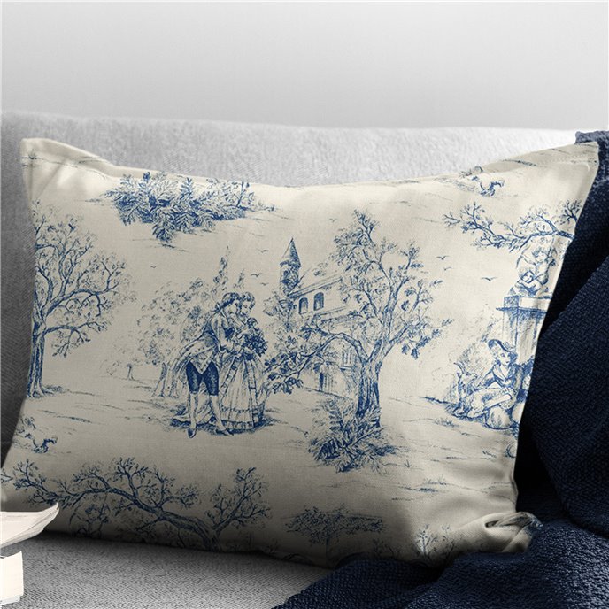 Archamps Toile Blue Decorative Pillow - Size 14"x20" Rectangle Thumbnail