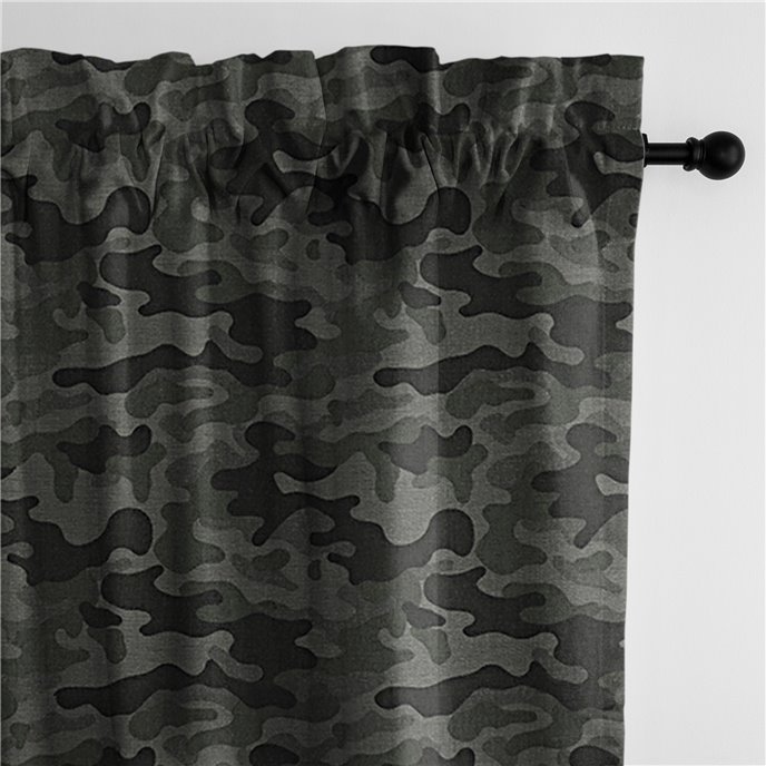 Basic Camo Army Green Pole Top Drapery Panel - Pair - Size 50"x108" Thumbnail