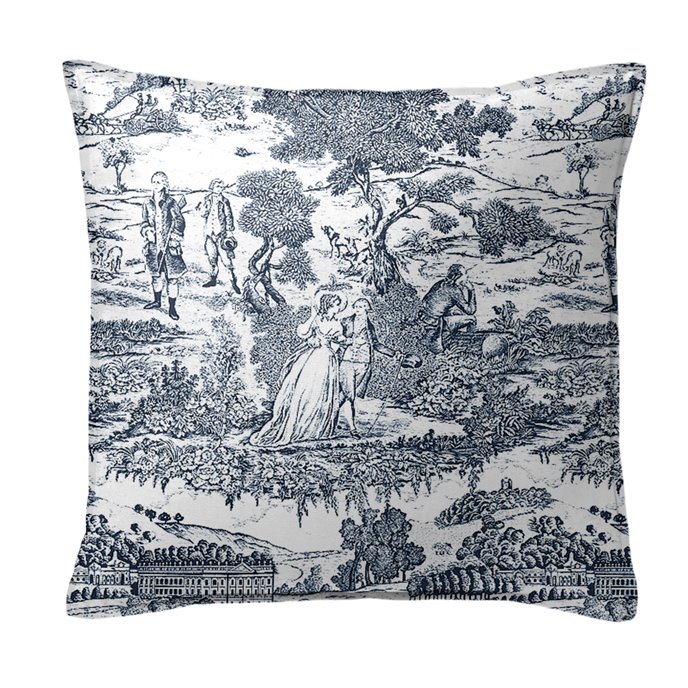 Beau Toile Blue Decorative Pillow - Size 20" Square Thumbnail