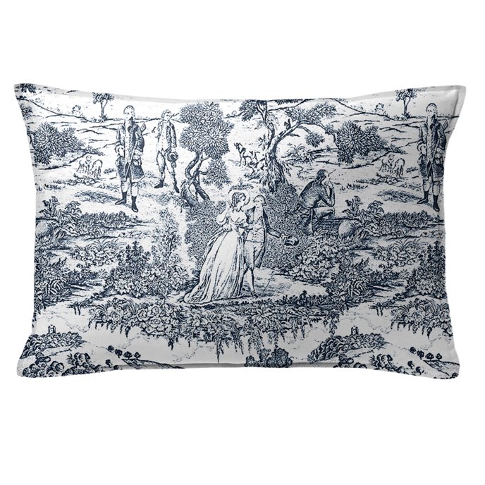 Beau Toile Blue Decorative Pillow - Size 14"x20" Rectangle Thumbnail