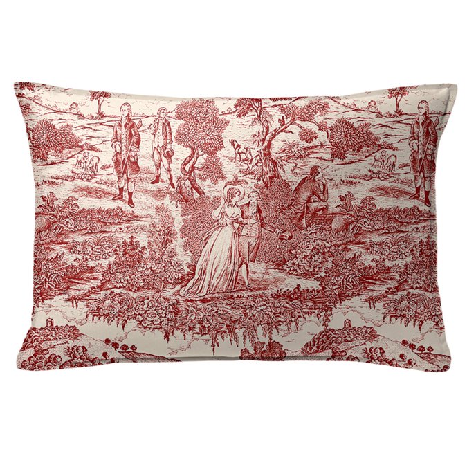 Beau Toile Red Decorative Pillow - Size 14"x20" Rectangle Thumbnail