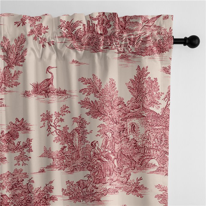 Bouclair Red Pole Top Drapery Panel - Pair - Size 50"x108" Thumbnail