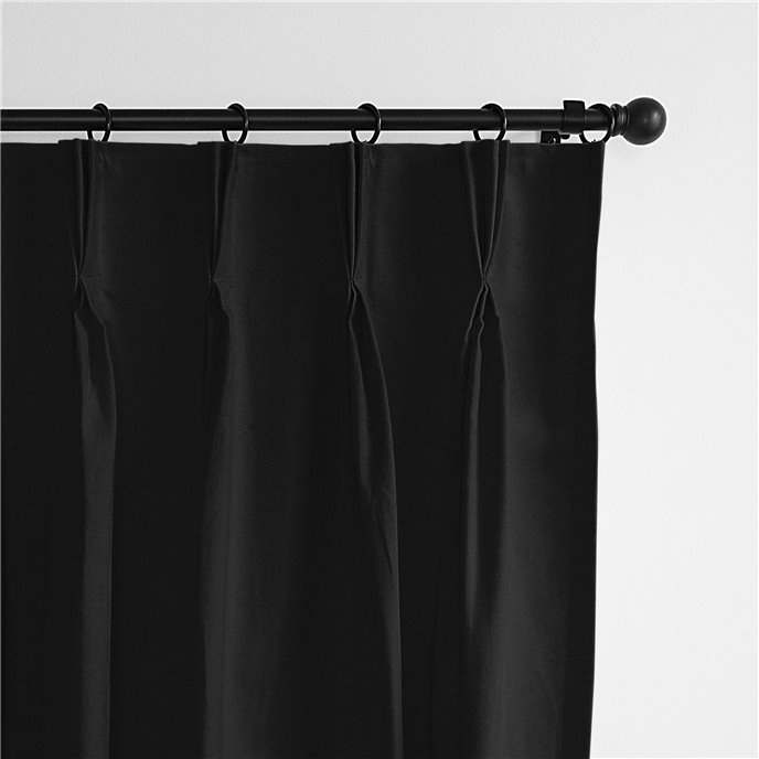 Braxton Black Pinch Pleat Drapery Panel - Pair - Size 20"x108" Thumbnail