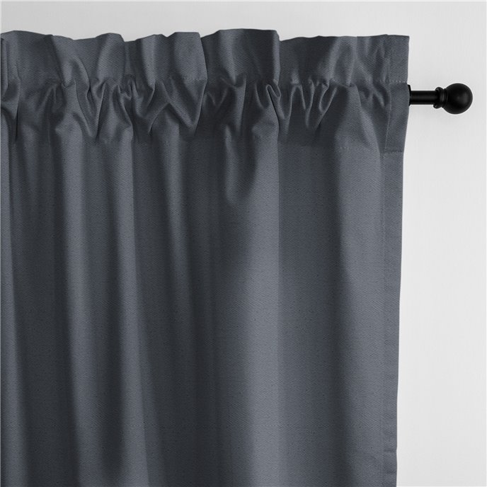 Braxton Gray Pole Top Drapery Panel - Pair - Size 50"x144" Thumbnail