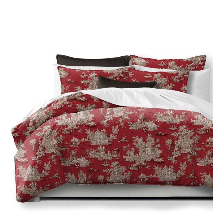 Chateau Red/Black Duvet Cover and Pillow Sham(s) Set - Size Super Queen Thumbnail