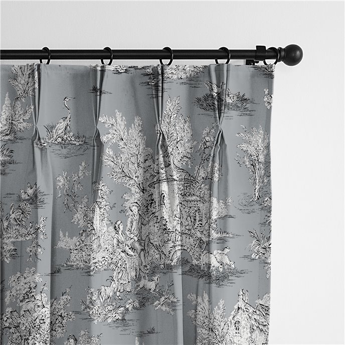 Chateau Gray/Black Pinch Pleat Drapery Panel - Pair - Size 20"x108" Thumbnail