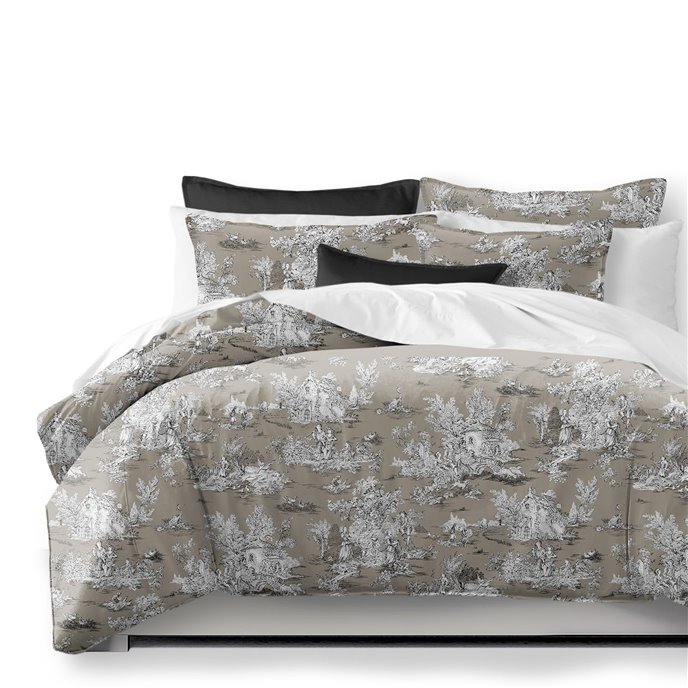 Chateau Taupe/Black Coverlet and Pillow Sham(s) Set - Size King / California King Thumbnail