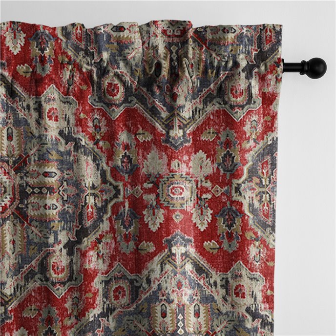 Charvelle Red/Blue Pole Top Drapery Panel - Pair - Size 50"x84" Thumbnail