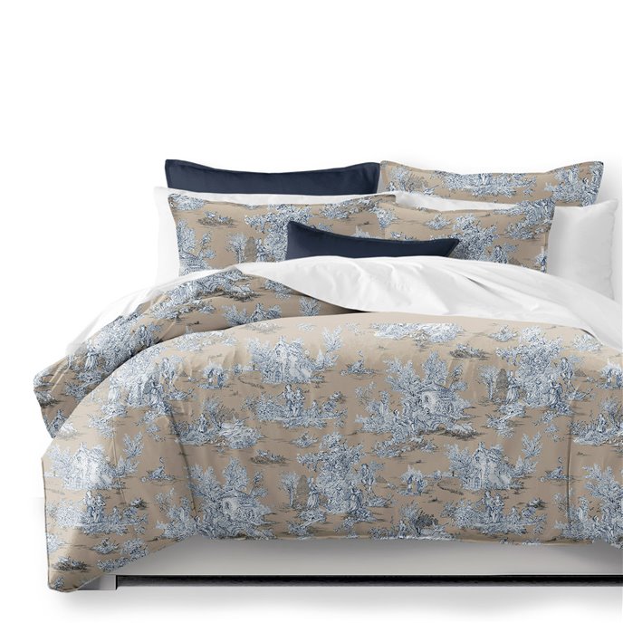 Chateau Blue/Beige Coverlet and Pillow Sham(s) Set - Size Queen Thumbnail