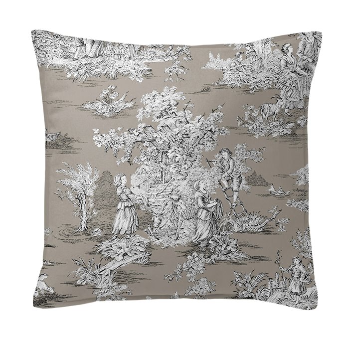 Chateau Taupe/Black Decorative Pillow - Size 20" Square Thumbnail