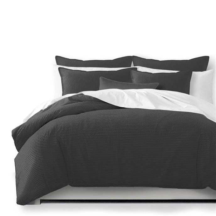 Classic Waffle Gray Duvet Cover and Pillow Sham(s) Set - Size Twin Thumbnail