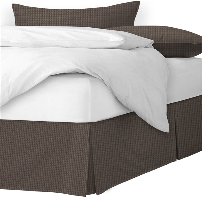 Classic Waffle Mocca Platform Bed Skirt - Size Full 15" Drop Thumbnail