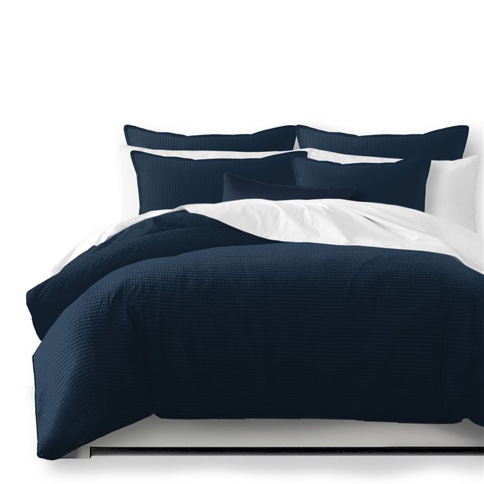 Classic Waffle Navy Comforter and Pillow Sham(s) Set - Size Full Thumbnail