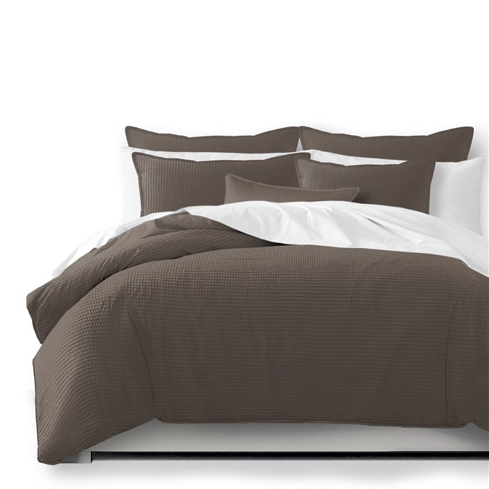Classic Waffle Mocca Duvet Cover and Pillow Sham(s) Set - Size Twin Thumbnail