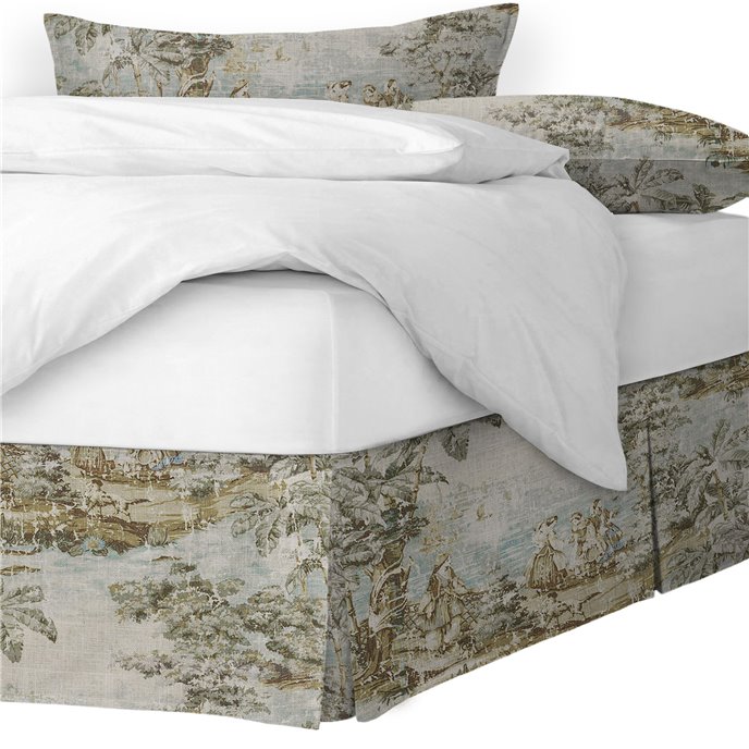 Countryside Natural/Aqua Platform Bed Skirt - Size Twin 15" Drop Thumbnail