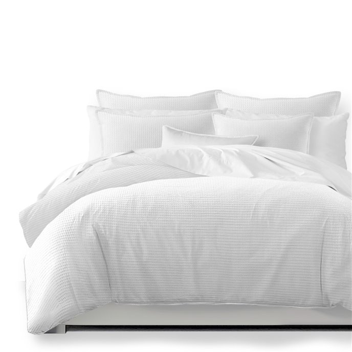 Classic Waffle White Duvet Cover and Pillow Sham(s) Set - Size Super King Thumbnail