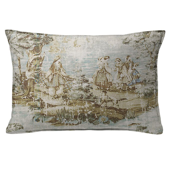 Countryside Natural/Aqua Decorative Pillow - Size 14"x20" Rectangle Thumbnail