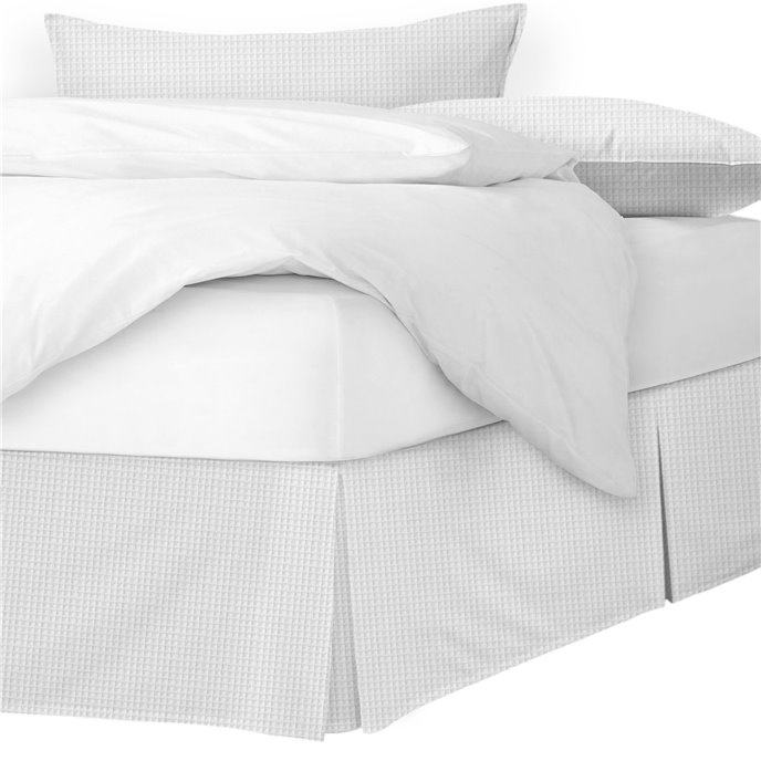 Classic Waffle White Platform Bed Skirt - Size Queen 18" Drop Thumbnail