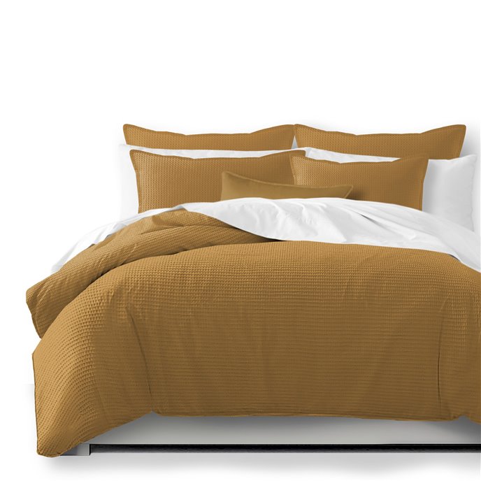 Classic Waffle Mustard Duvet Cover and Pillow Sham(s) Set - Size Queen Thumbnail
