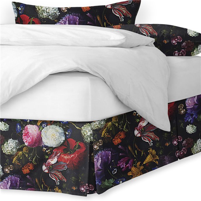 Crystal's Bouquet Black/Floral Platform Bed Skirt - Size Twin 18" Drop Thumbnail