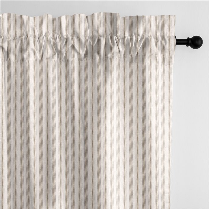 Cruz Ticking Stripes Taupe/Ivory Pole Top Drapery Panel - Pair - Size 50"x120" Thumbnail