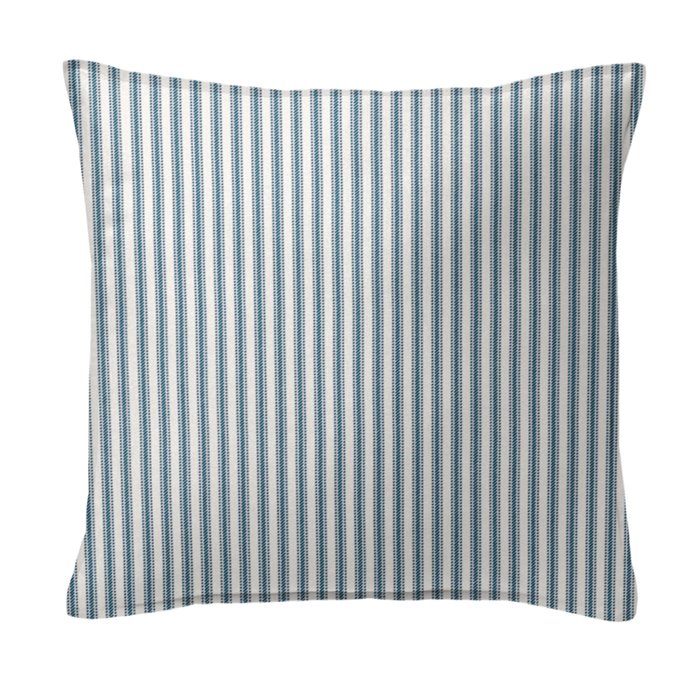 Cruz Ticking Stripes Indigo/Ivory Decorative Pillow - Size 20" Square Thumbnail
