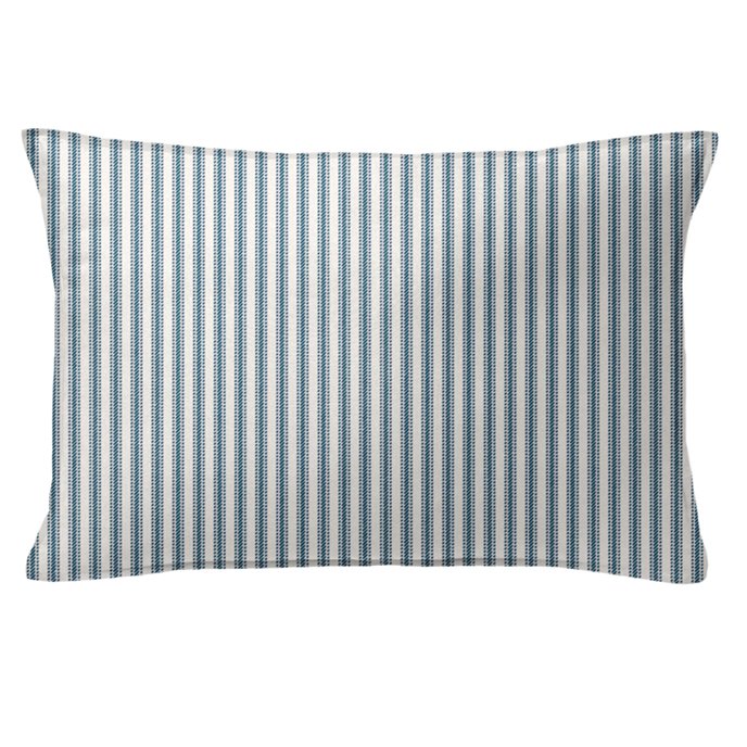 Cruz Ticking Stripes Indigo/Ivory Decorative Pillow - Size 14"x20" Rectangle Thumbnail