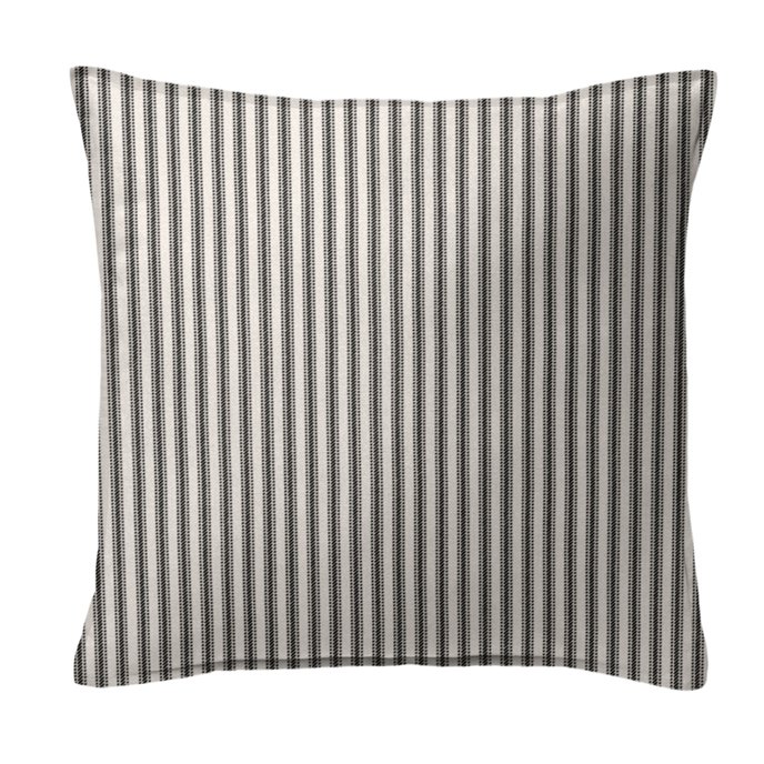 Cruz Ticking Stripes Black/Linen Decorative Pillow - Size 24" Square Thumbnail