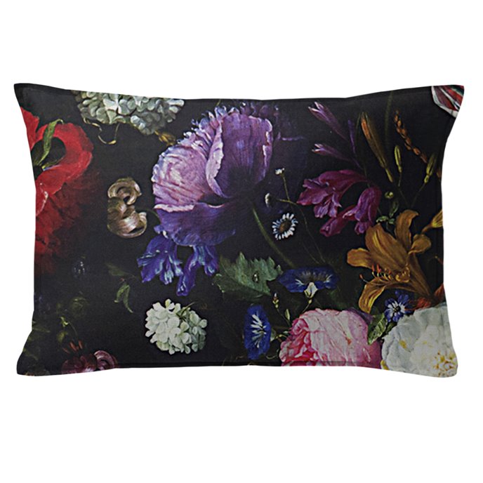 Crystal's Bouquet Black/Floral Decorative Pillow - Size 14"x20" Rectangle Thumbnail
