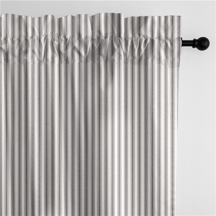 Cruz Ticking Stripes Gray/Ivory Pole Top Drapery Panel - Pair - Size 50"x84" Thumbnail
