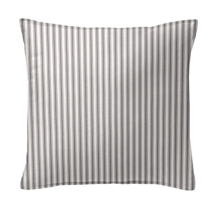 Cruz Ticking Stripes Gray/Ivory Decorative Pillow - Size 20" Square Thumbnail