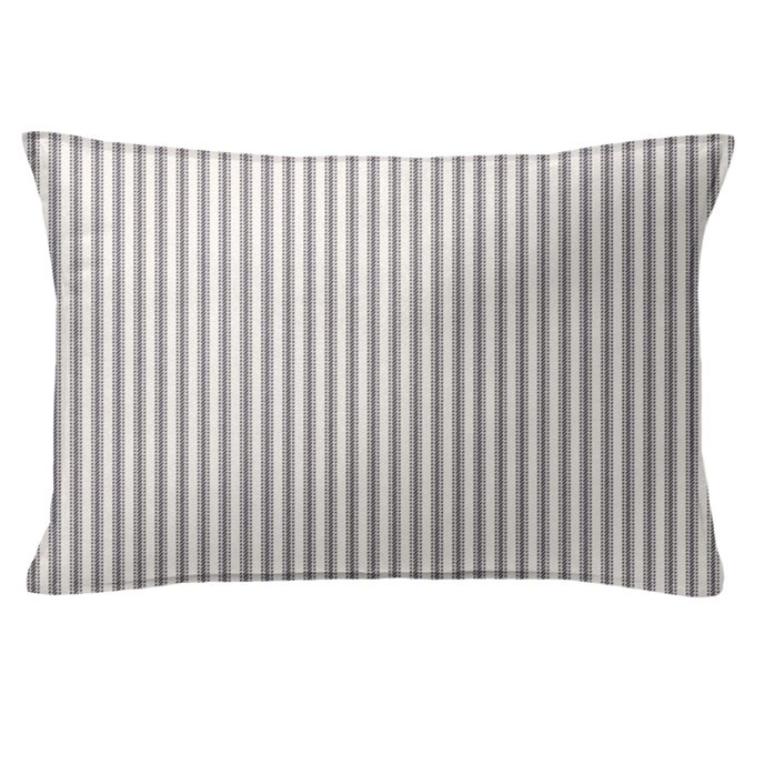 Cruz Ticking Stripes Gray/Ivory Decorative Pillow - Size 14"x20" Rectangle Thumbnail