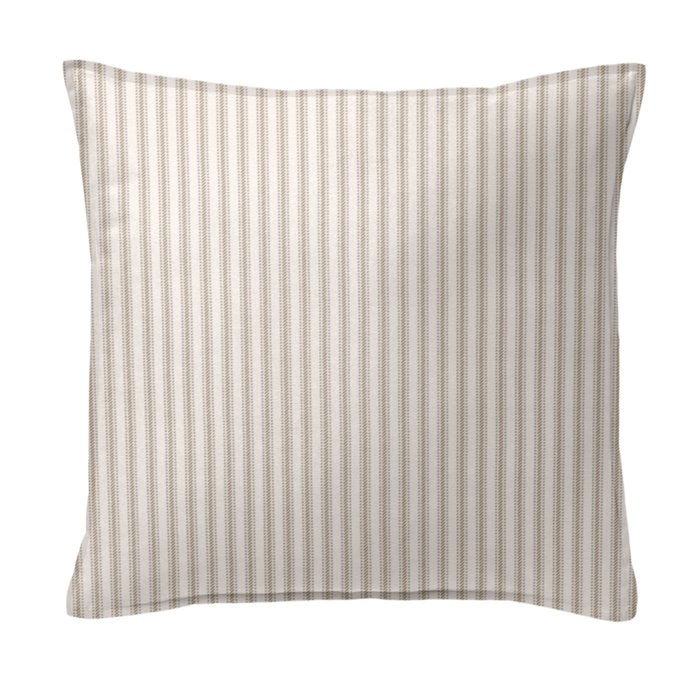 Cruz Ticking Stripes Taupe/Ivory Decorative Pillow - Size 20" Square Thumbnail