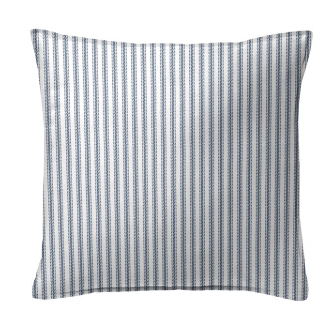 Cruz Ticking Stripes White/Navy Decorative Pillow - Size 20" Square Thumbnail