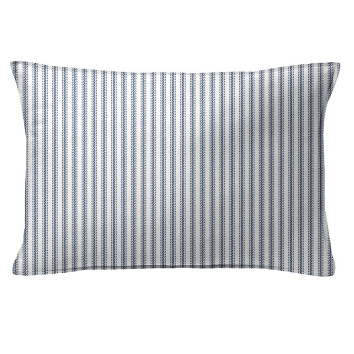 Cruz Ticking Stripes White/Navy Decorative Pillow - Size 14"x20" Rectangle Thumbnail