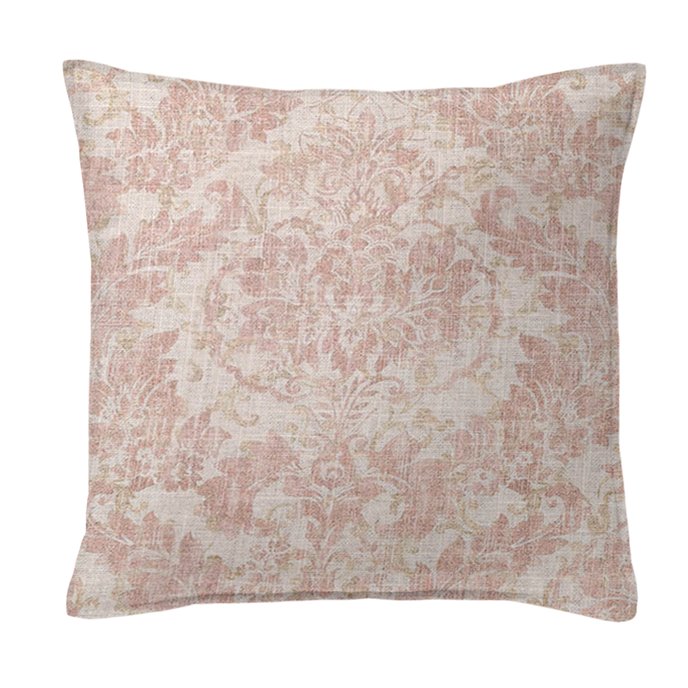 Damaskus Linen Blush Decorative Pillow - Size 20" Square Thumbnail