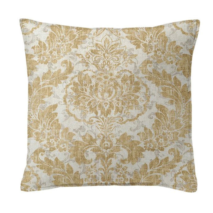 Damaskus Linen Gold Decorative Pillow - Size 20" Square Thumbnail