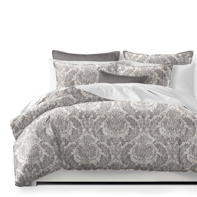 Damaskus Linen Graphite Duvet Cover and Pillow Sham(s) Set - Size Full Thumbnail