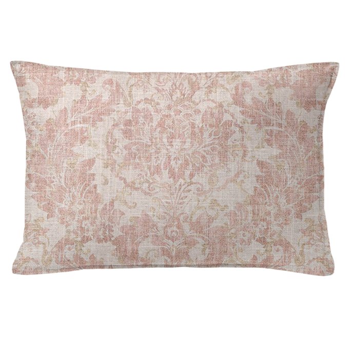 Damaskus Linen Blush Decorative Pillow - Size 14"x20" Rectangle Thumbnail