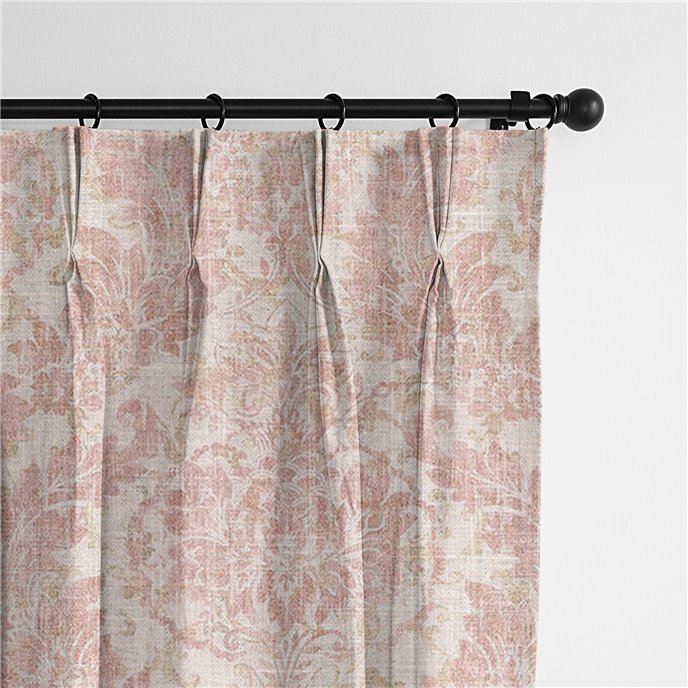 Damaskus Linen Blush Pinch Pleat Drapery Panel - Pair - Size 40"x84" Thumbnail