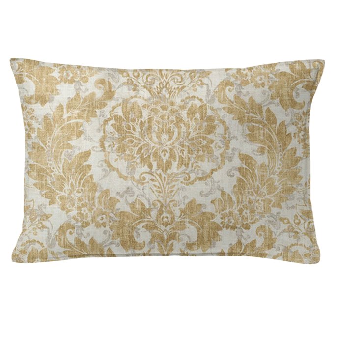 Damaskus Linen Gold Decorative Pillow - Size 14"x20" Rectangle Thumbnail