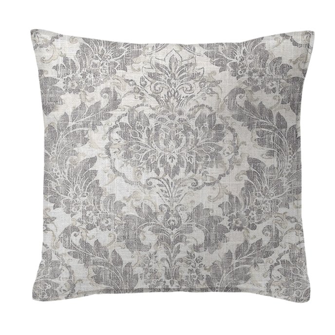 Damaskus Linen Graphite Decorative Pillow - Size 20" Square Thumbnail